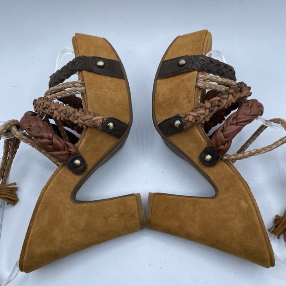 Bacio 61 Pandino Platform Lace-Up Sandals Sz 9. Leather, Boho, Retro, Hippie - Picture 6 of 11